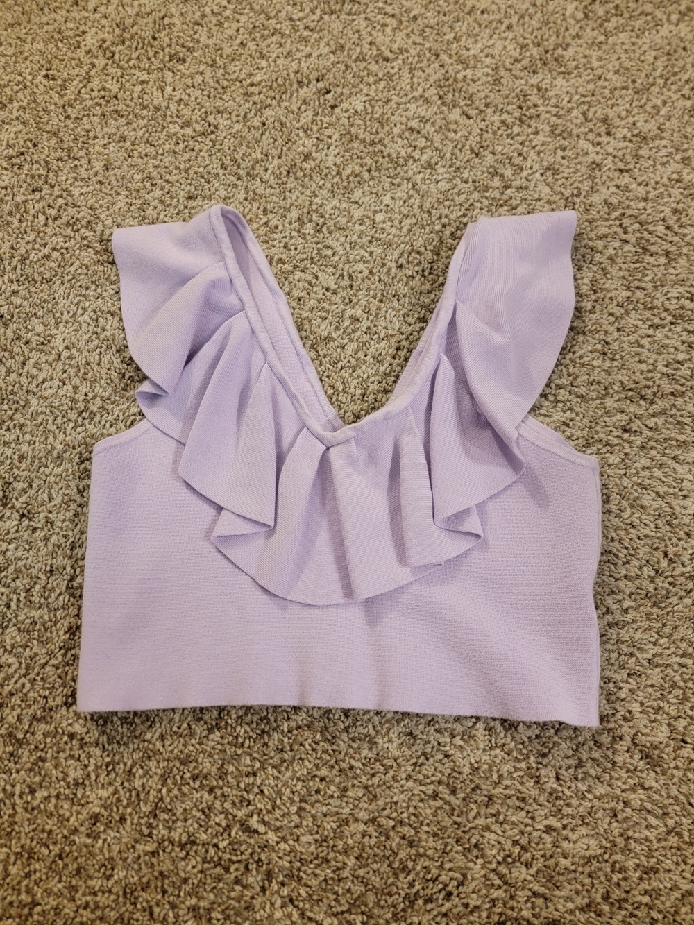 Express Ruffled V-Neck Sleeveless Crop Top - Lilac